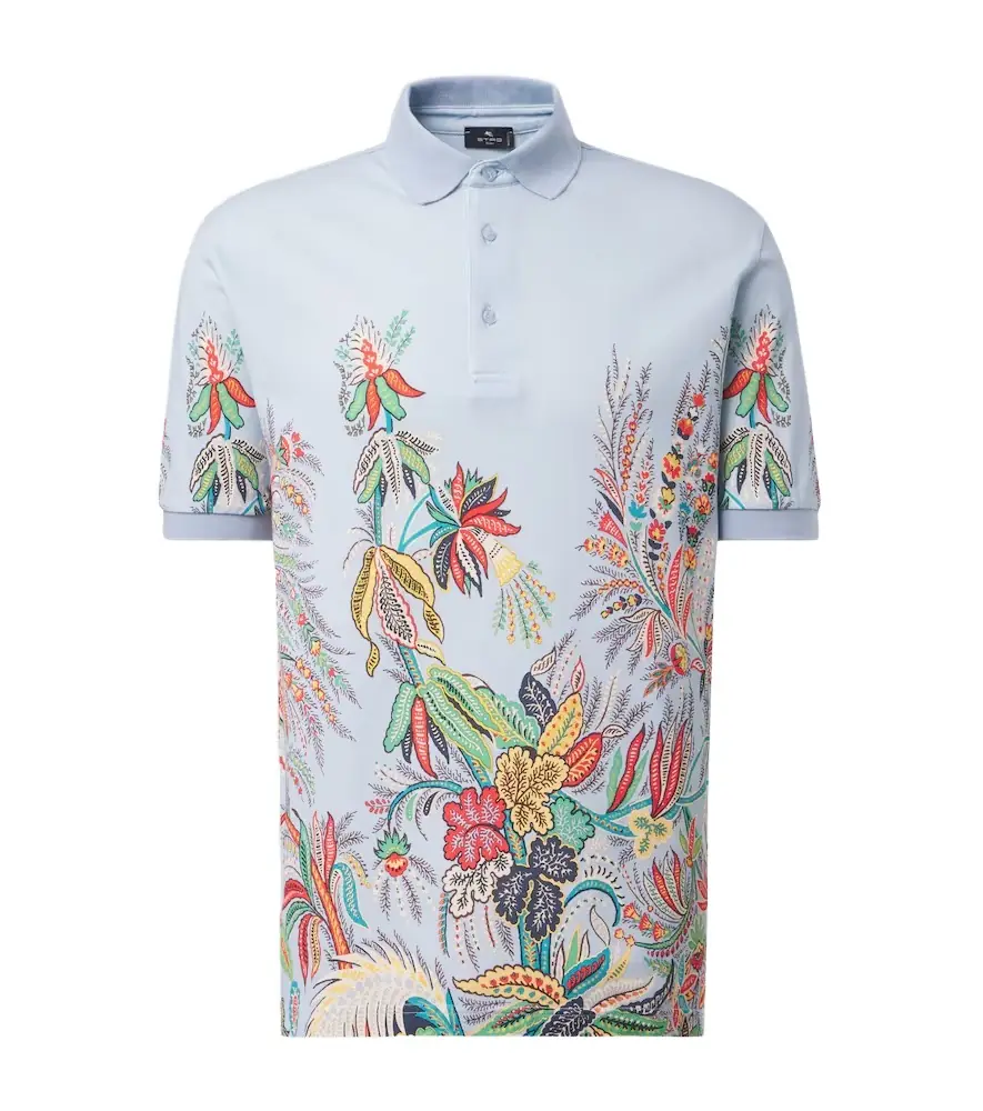 Etro Printed cotton piqué polo shirt