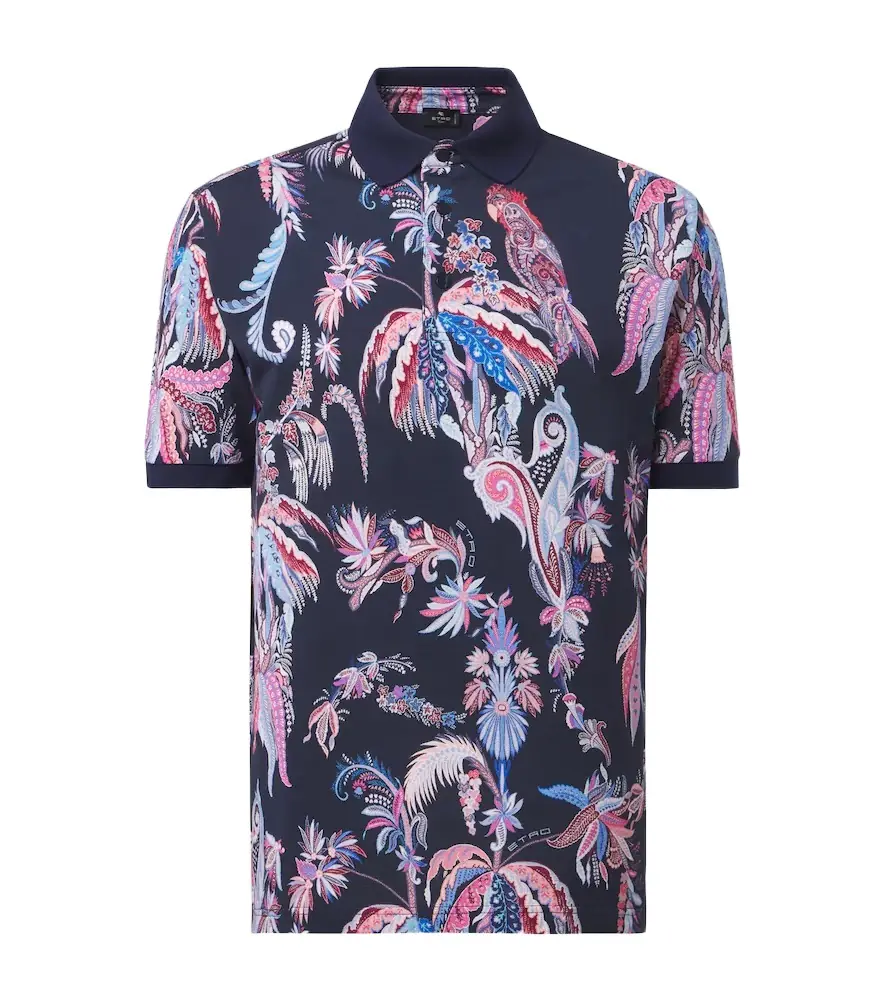 Etro Printed cotton piqué polo shirt