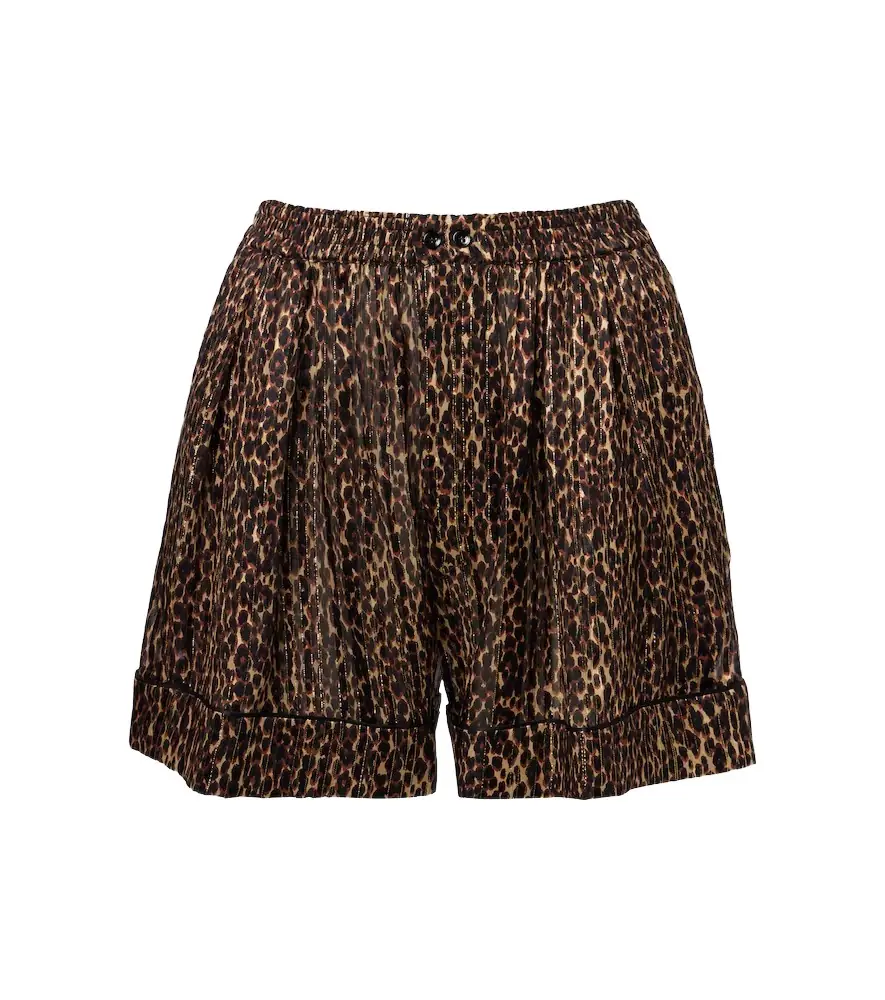 Saint Laurent Leopard-print silk shorts