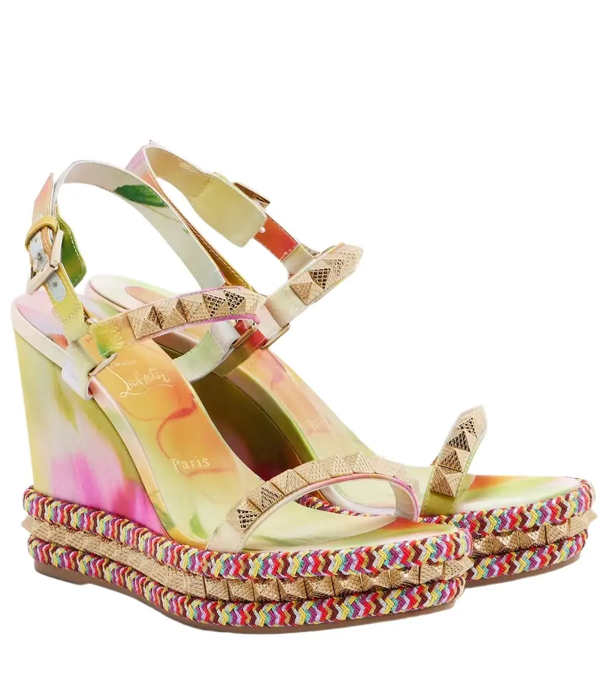 Christian Louboutin Pyra Clou embellished espadrille wedges