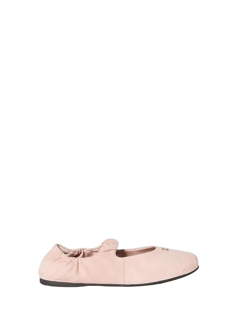 Miu Miu Women's Ruches Suede Ballerinas - Pink