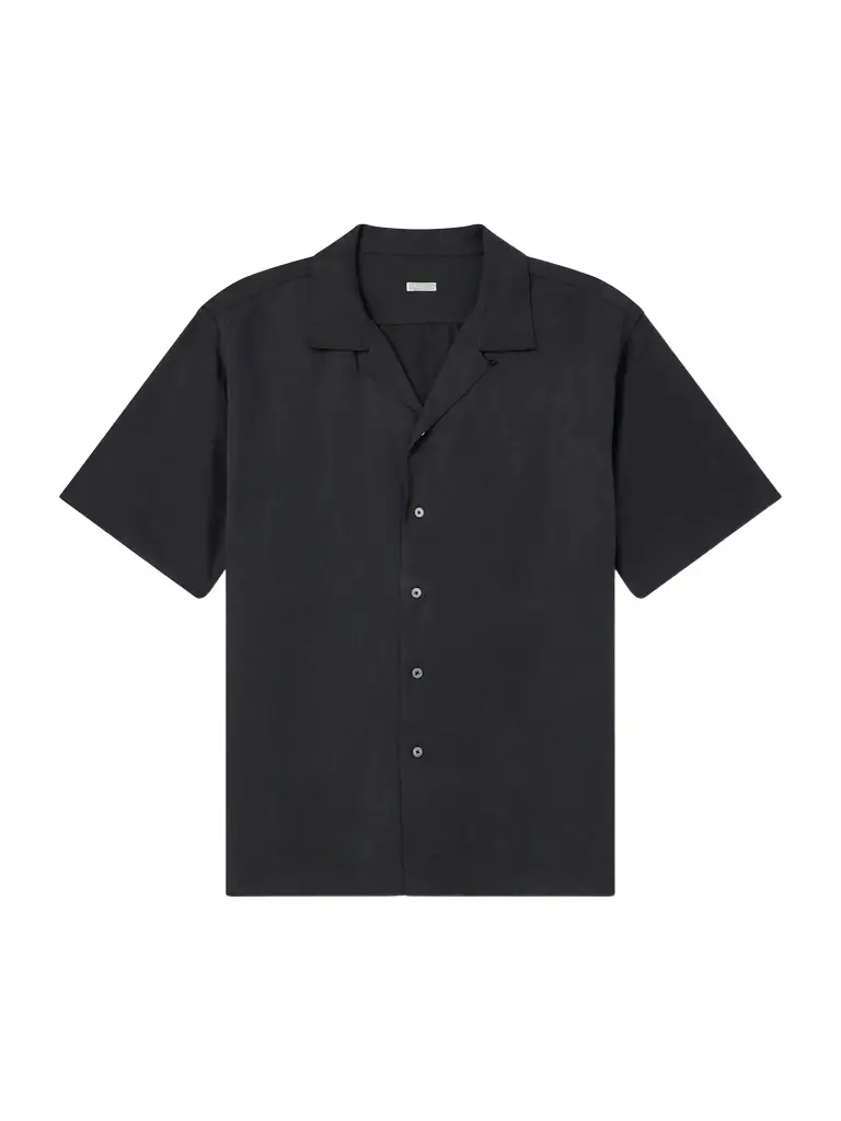 A.PRESSE Convertible-Collar Silk and Linen-Blend Shirt - Men