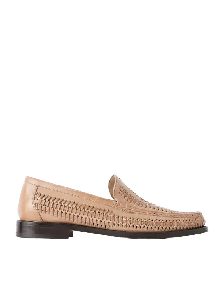Woven Leather Loafers - Men