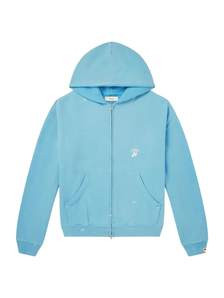 Cherry Los Angeles Logo-Embroidered Paint-Splattered Cotton-Jersey Zip-Up Hoodie - Men