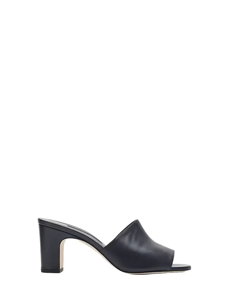 Manolo Blahnik Women's Rapallabar Leather Sandals - Navy