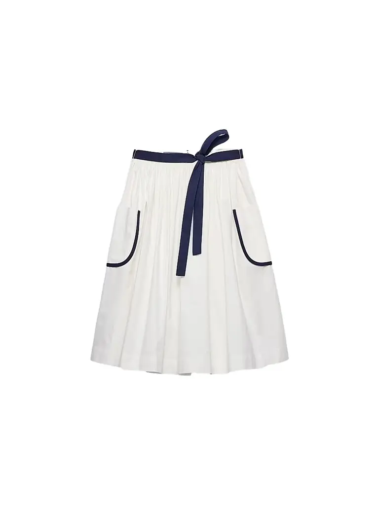 Prada Women's Slubbed Toile Skirt - White