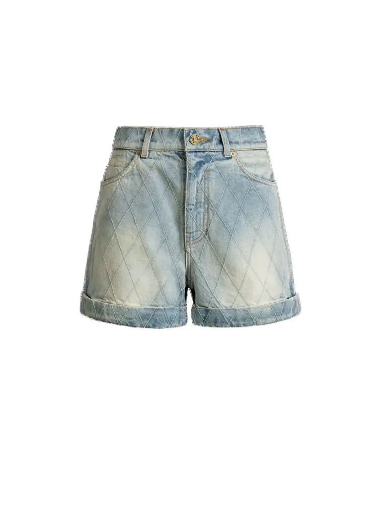 Balmain Topstitched denim shorts
