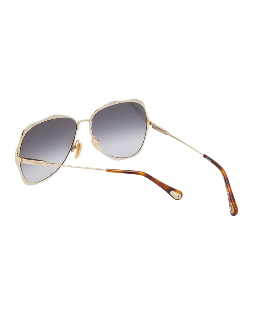 Chloe Golden Tortoiseshell Metal Aviator Sunglasses