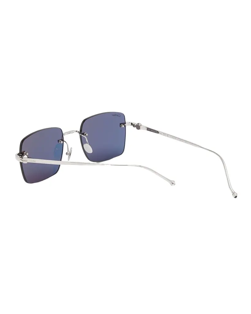 Cartier Men 's Rimless Rectangle Metal Sunglasses