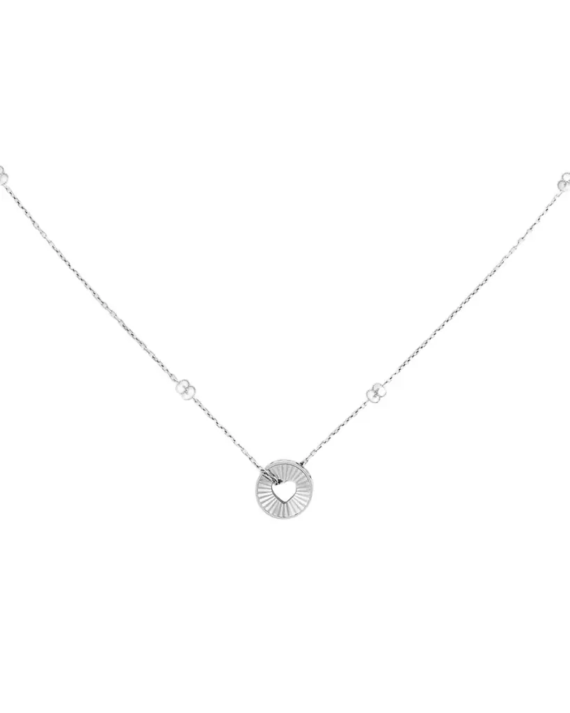 Gucci 18k White Gold Icon Heart Necklace