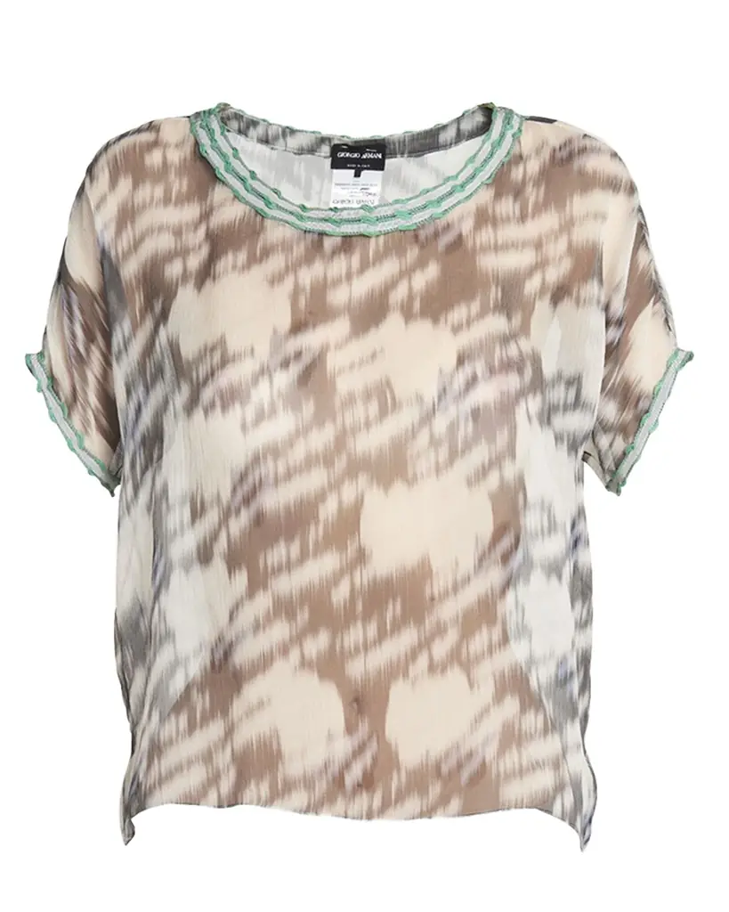 Giorgio Armani Abstract Leopard Print Sheer Blouse