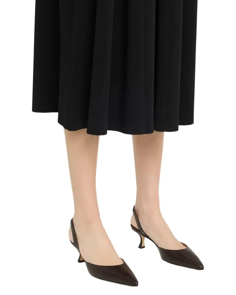 Manolo Blahnik Carolyne Leather Low-Heel Slingback Pump