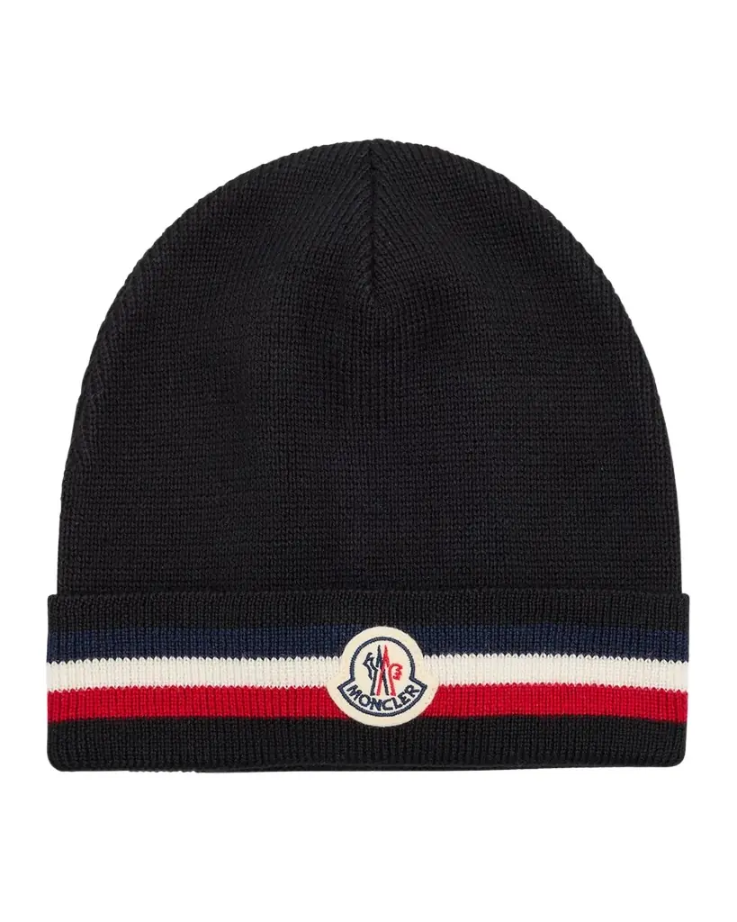 Moncler Men 's Striped-Trim Wool Beanie