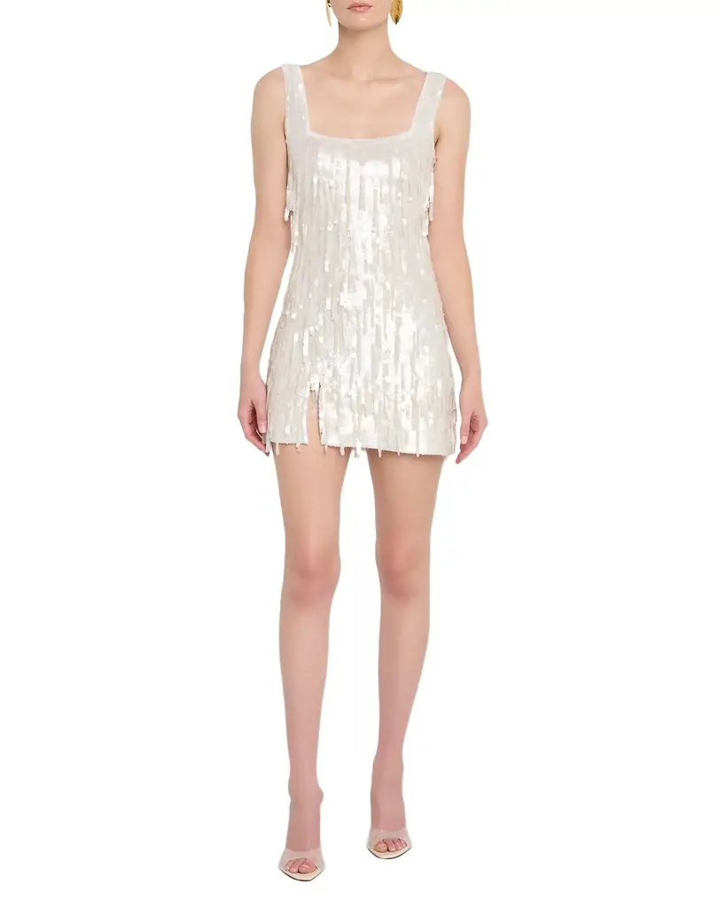STAUD Le Sable Sequined Fringe Mini Dress