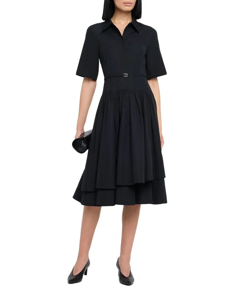 Co Short-Sleeve Belted A-line Dress