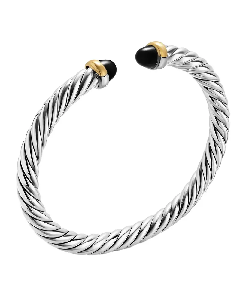 David Yurman Cable Flex Bracelet with Gemstones in Silver and 14K Gold, 6mm