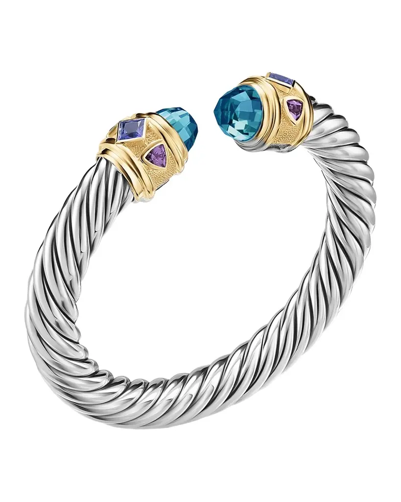 David Yurman Renaissance Bracelet with Gemstones in Silver and 14K Gold, 9mm