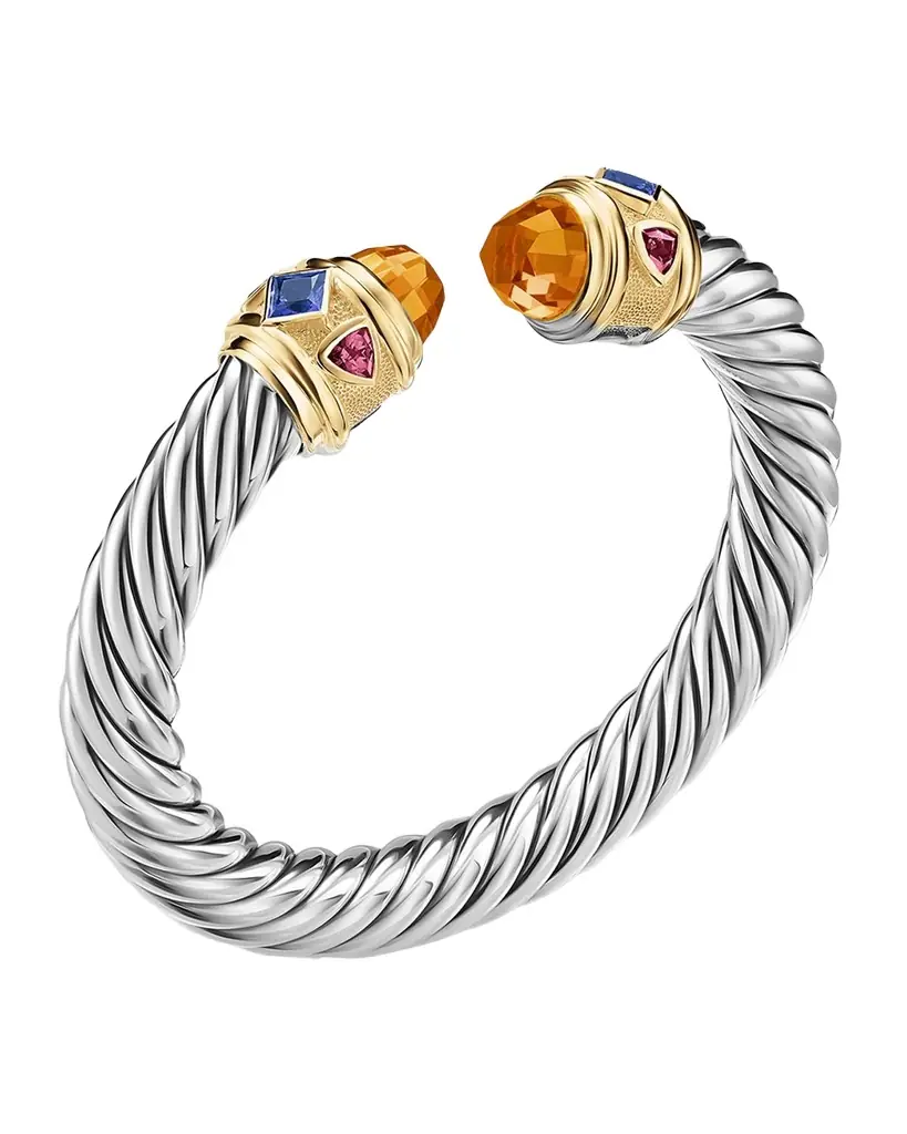 David Yurman Renaissance Bracelet with Gemstones in Silver and 14K Gold, 9mm