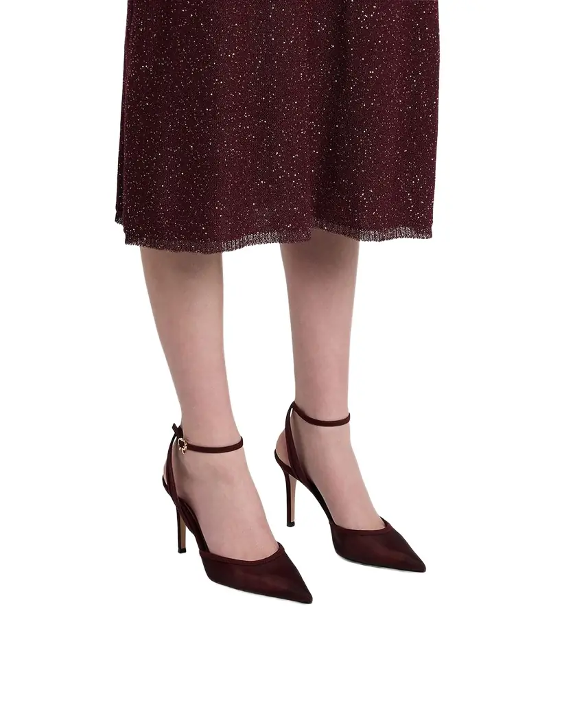 Gianvito Rossi Suede Organza Ankle-Strap Pumps