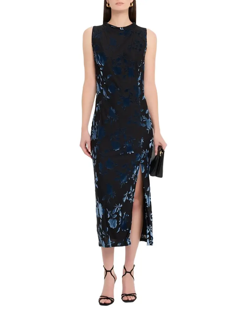 hutch sleeveless velvet burnout midi dress Sleeveless Velvet Burnout Midi Dress