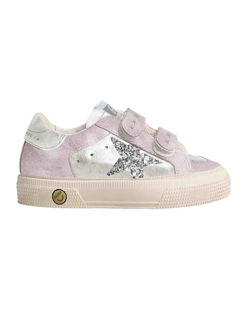 Golden Goose Girl 's Old School Metallic Leather Sneakers, Kid