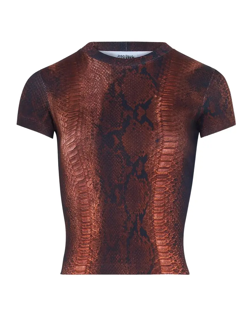 Jean Paul Gaultier Snakeskin-Print Cotton Ribbed Short-Sleeve T-Shirt