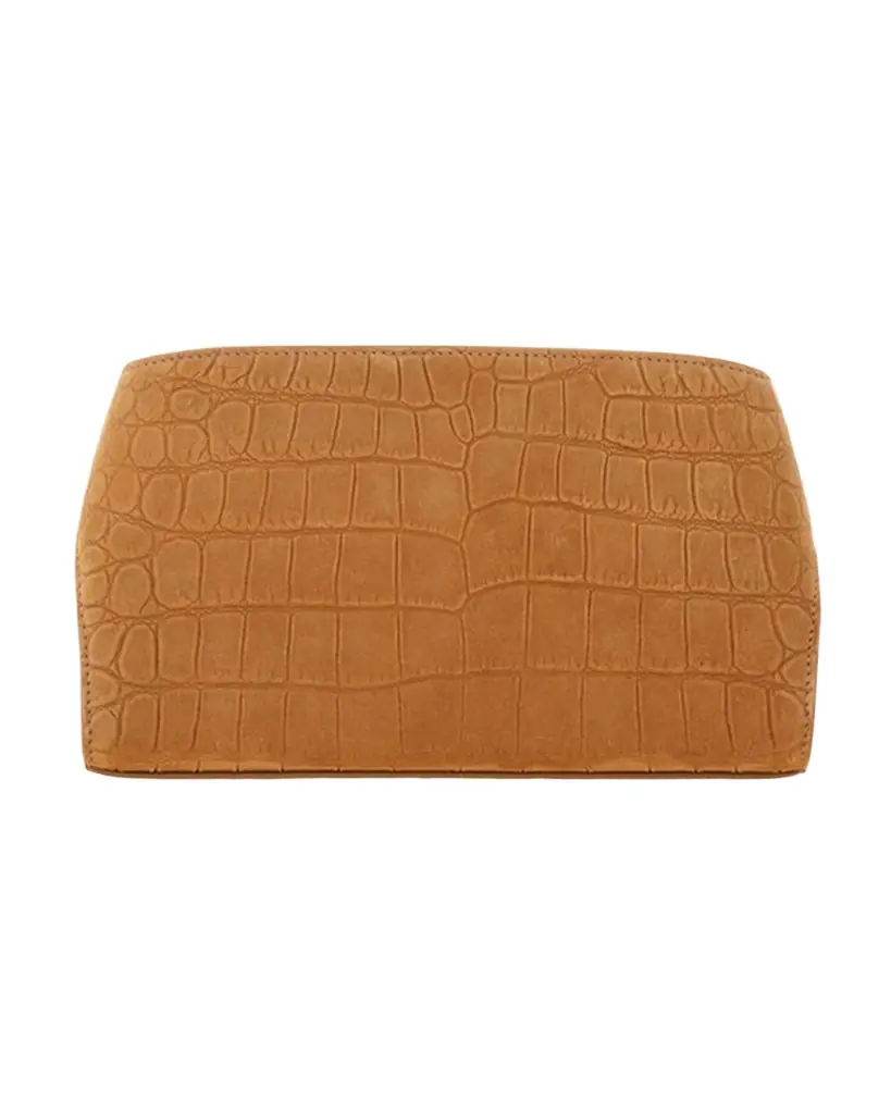 Ferragamo Hug Croc-Embossed Suede Clutch Bag