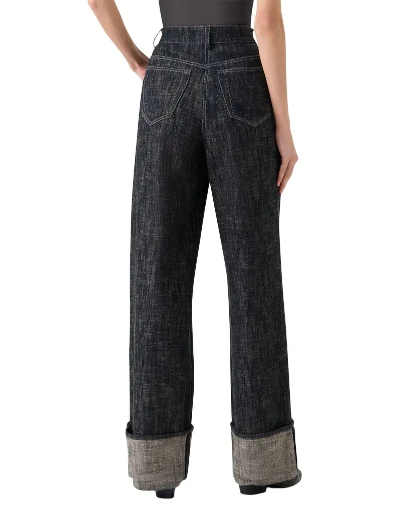 Akris punto Cooper Heavyweight Denim Wide-Leg Cuffed Pants
