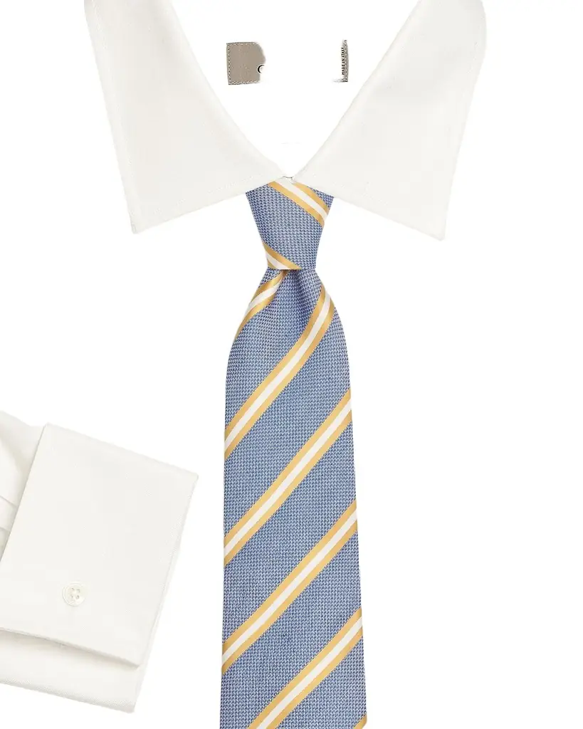 Canali Men 's Blue and Gold Striped Silk Tie