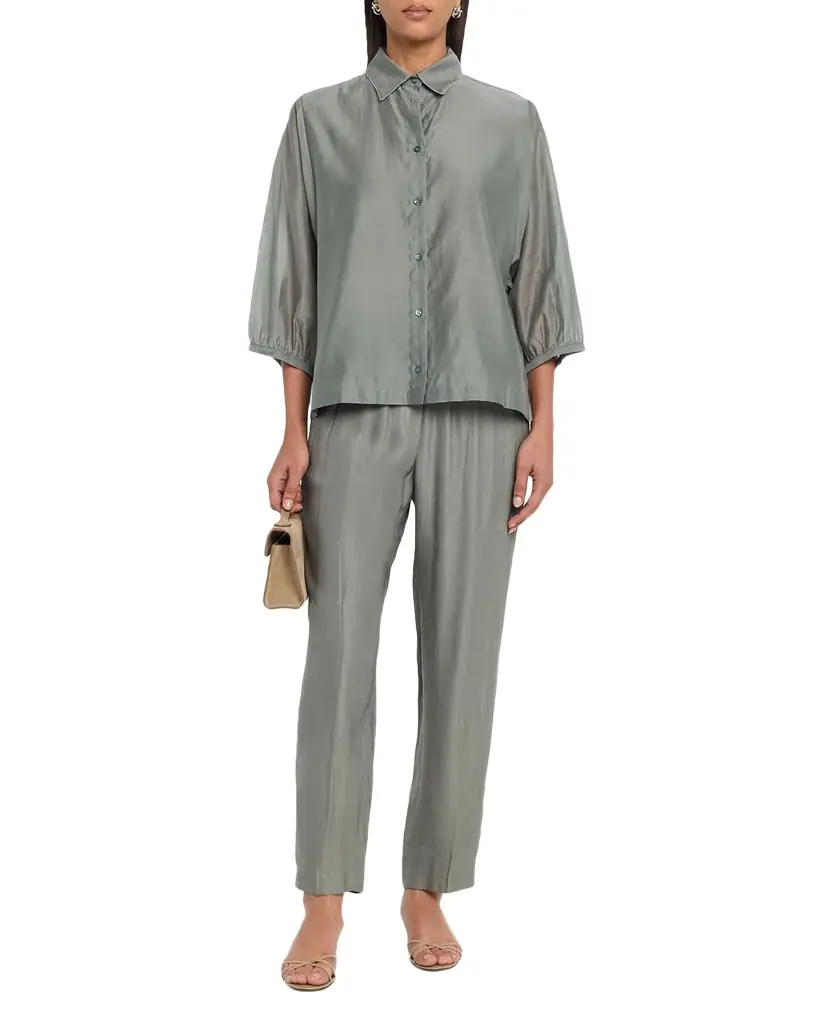 Peserico Semi-Sheer Cotton-Silk Shirt - Women's Clothing