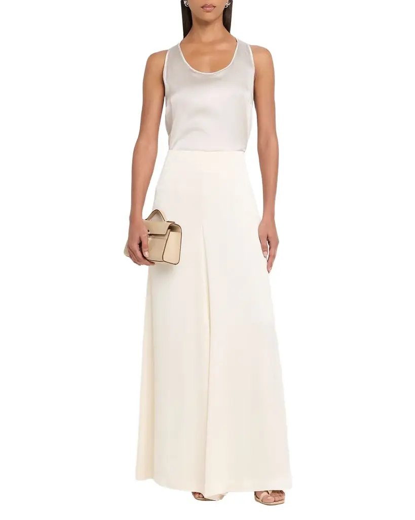 Peserico Wide-Leg Fluid Crepon Satin Pants