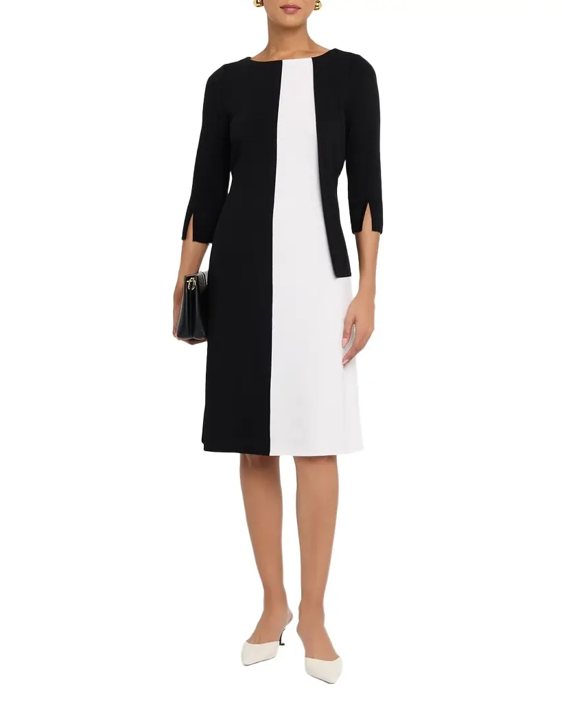 Misook A-Line Colorblock Soft Knit Dress
