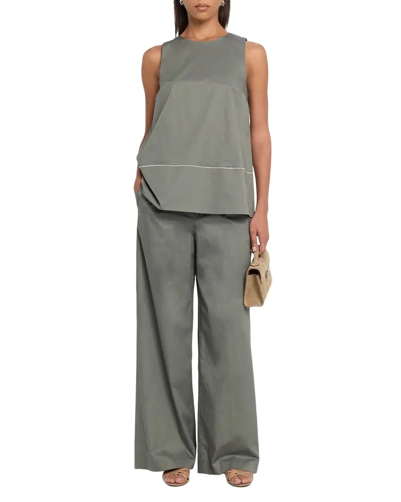 Peserico Cotton Sateen Straight-Leg Pants