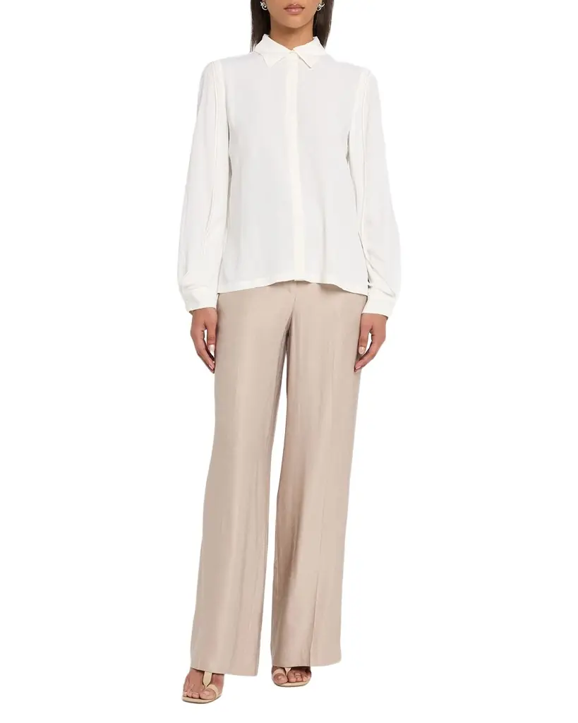 Peserico Draped-Sleeve Silk Crepe De Chine Shirt