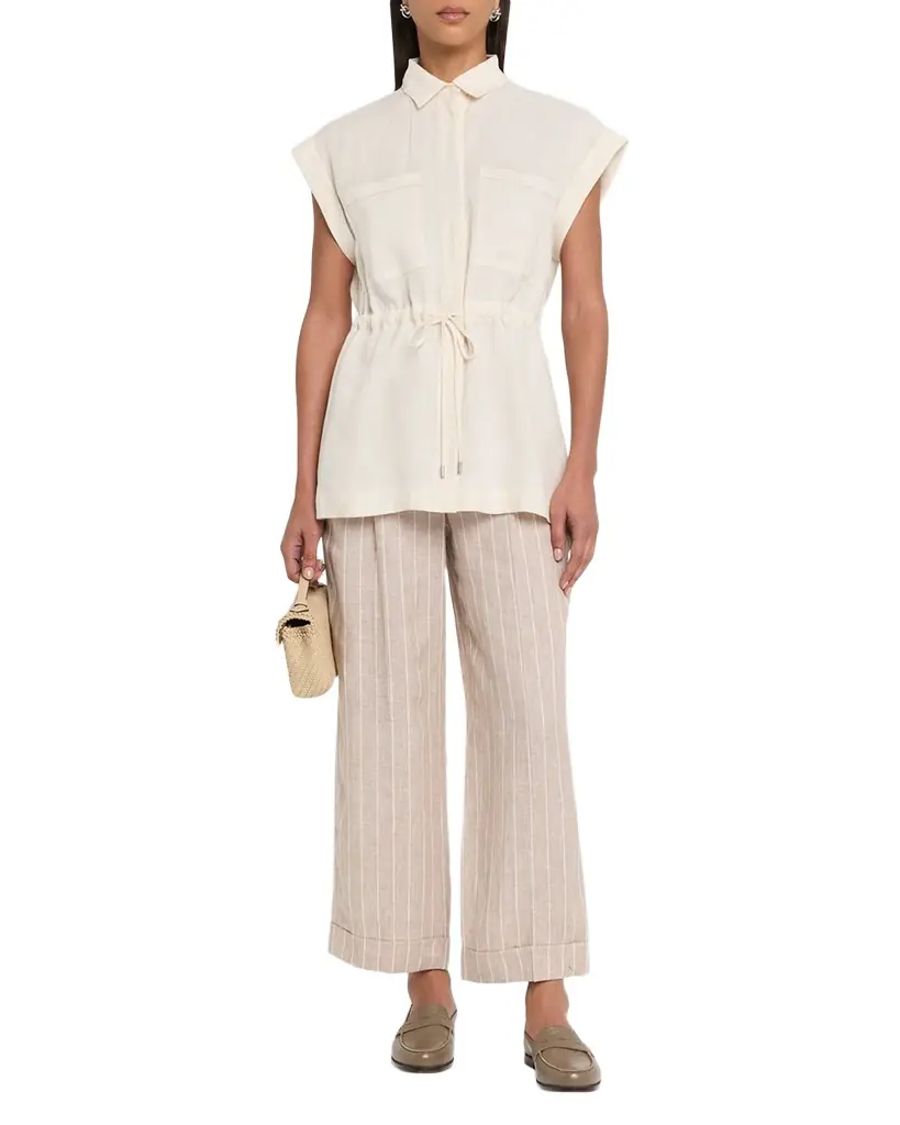 Peserico Drawstring Lightweight Linen Top