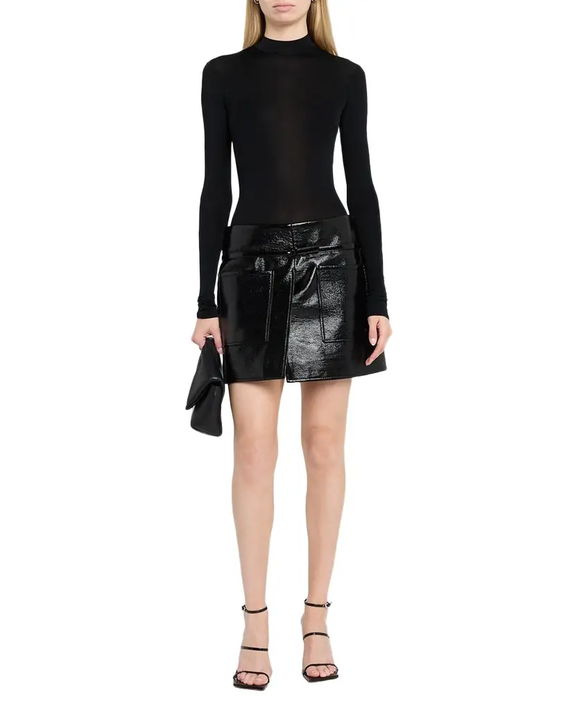 Courreges Two Pockets Vinyl Mini Skirt With Belt