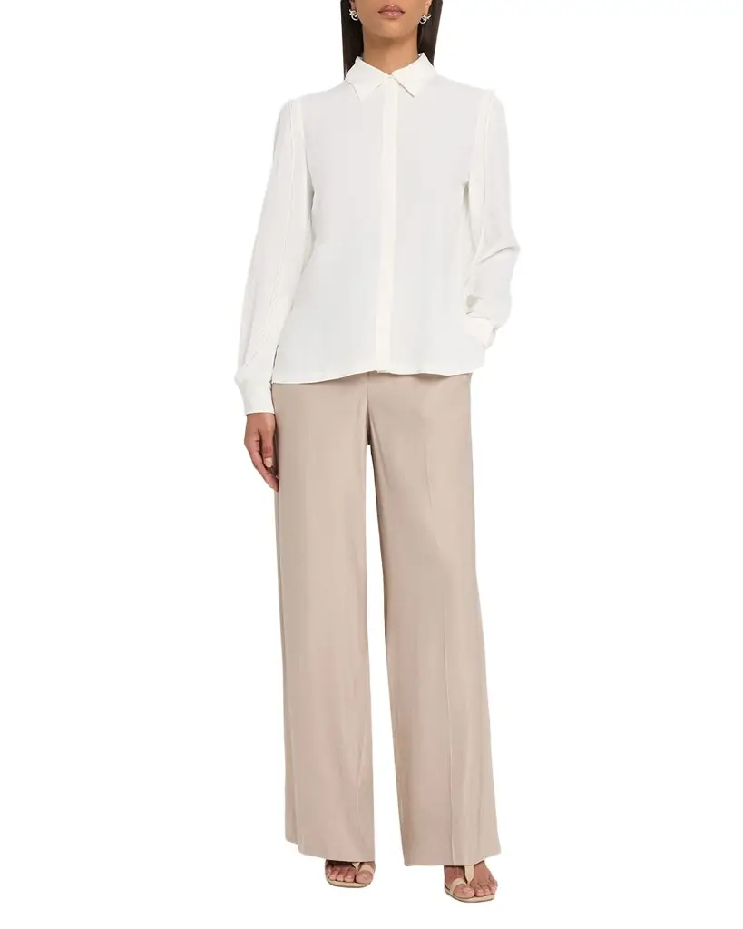 Peserico Wide-Leg Glossy Gabardine Pants