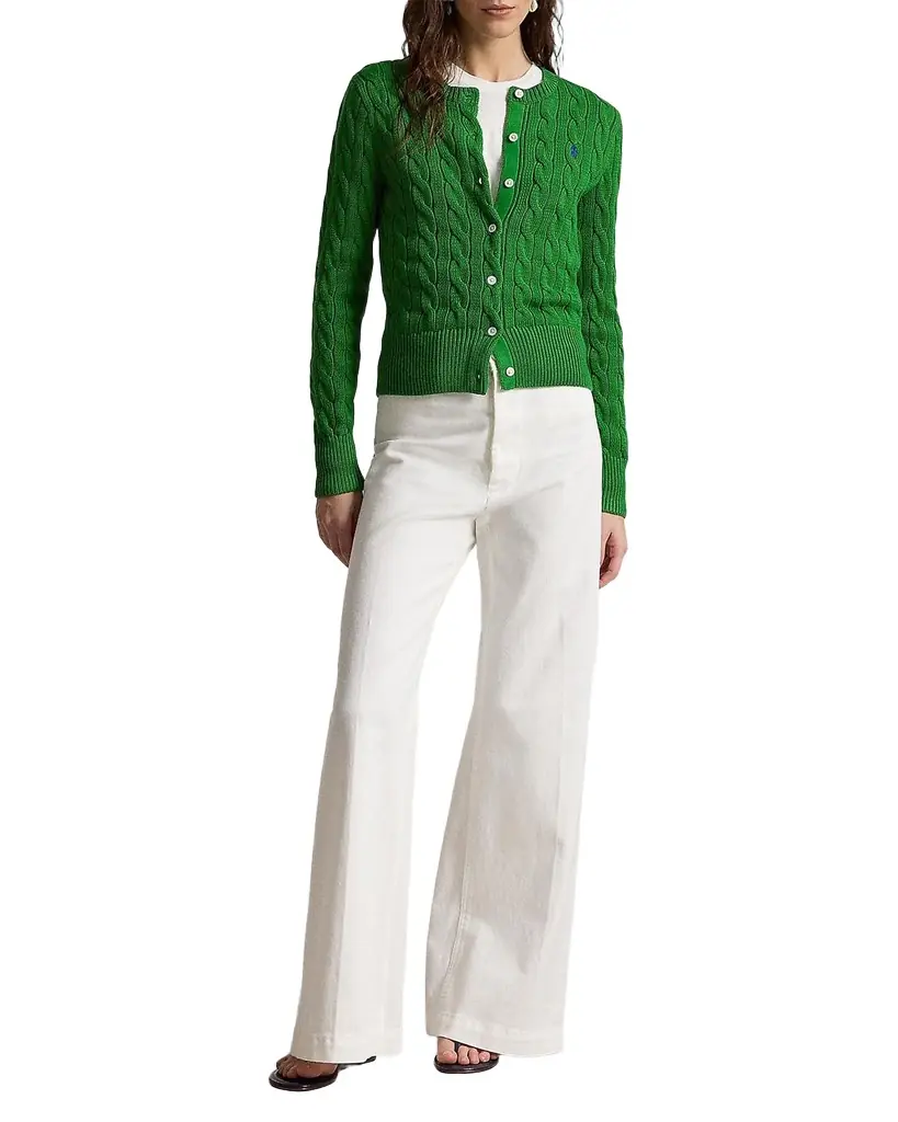 Polo Ralph Lauren Cable-Knit Cotton Crewneck Cardigan