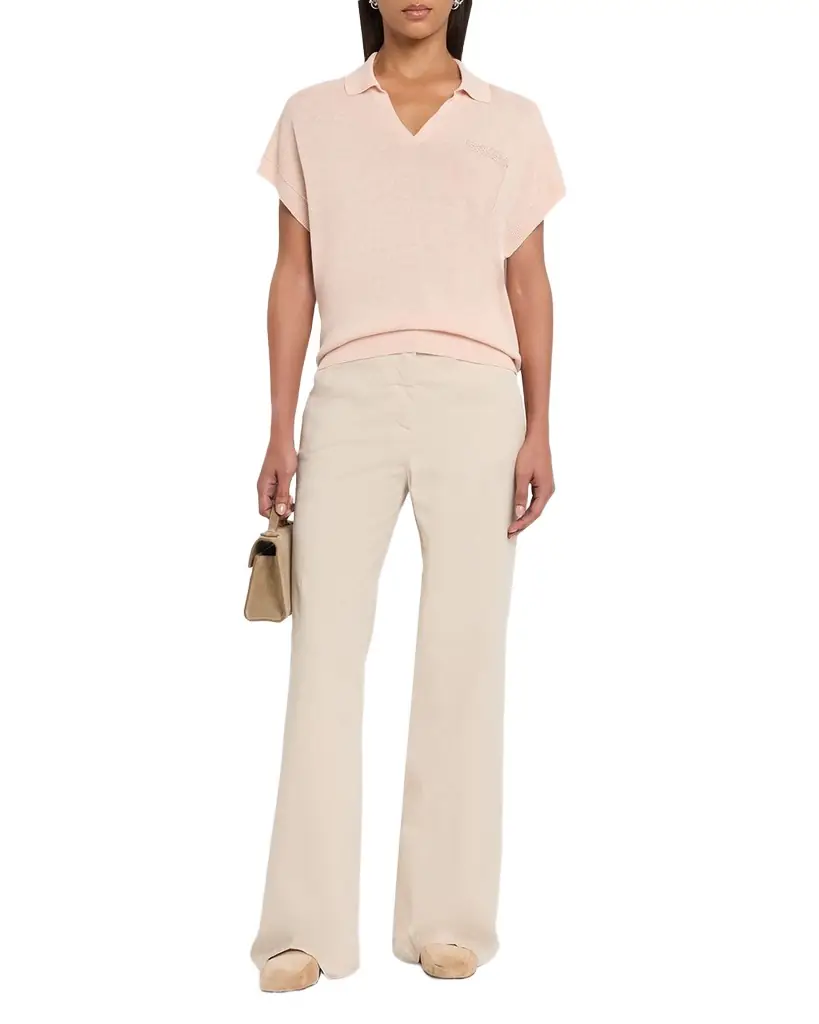 Peserico Tricot Cotton-Linen Polo Sweater