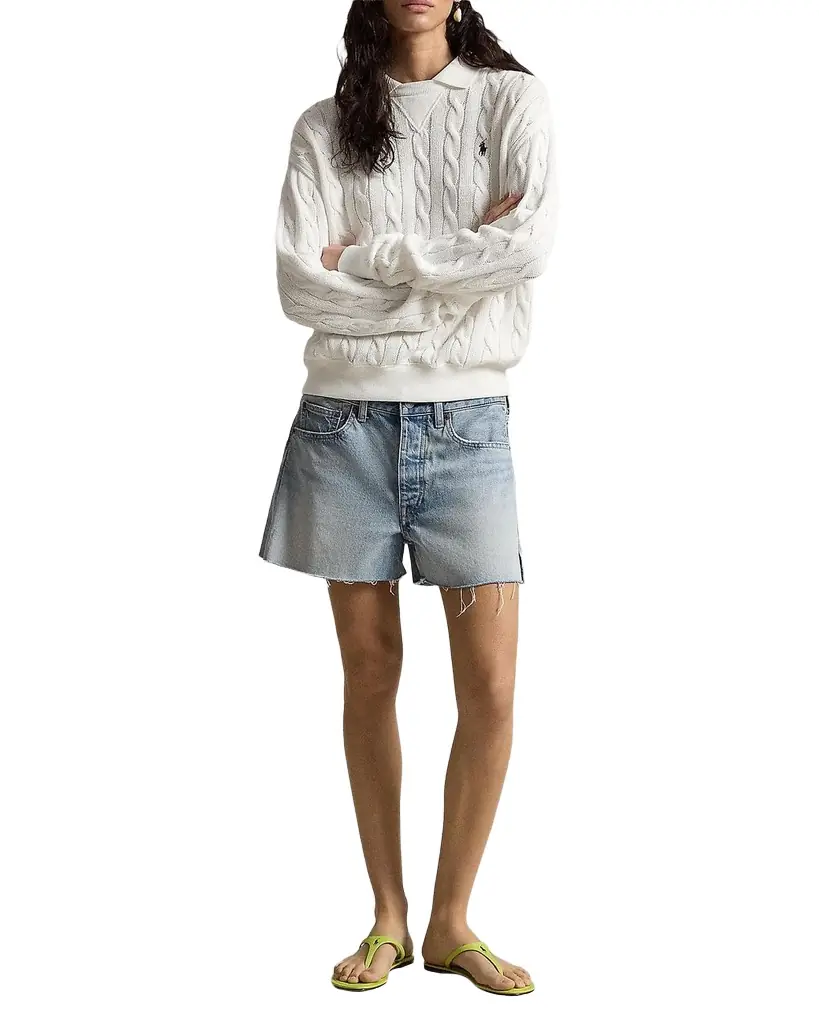 Polo Ralph Lauren Cable-Knit Cotton Polo Sweater