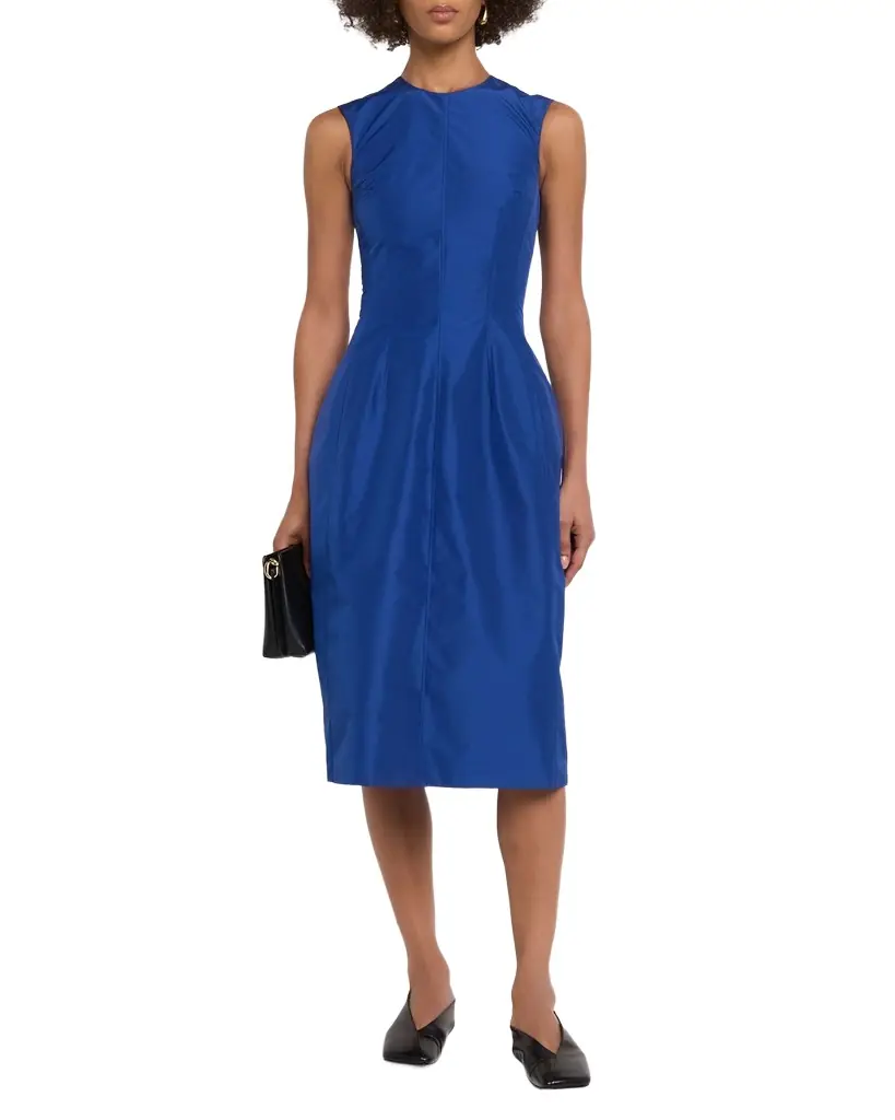Jil Sander Sleeveless Structured Satin Midi Dress