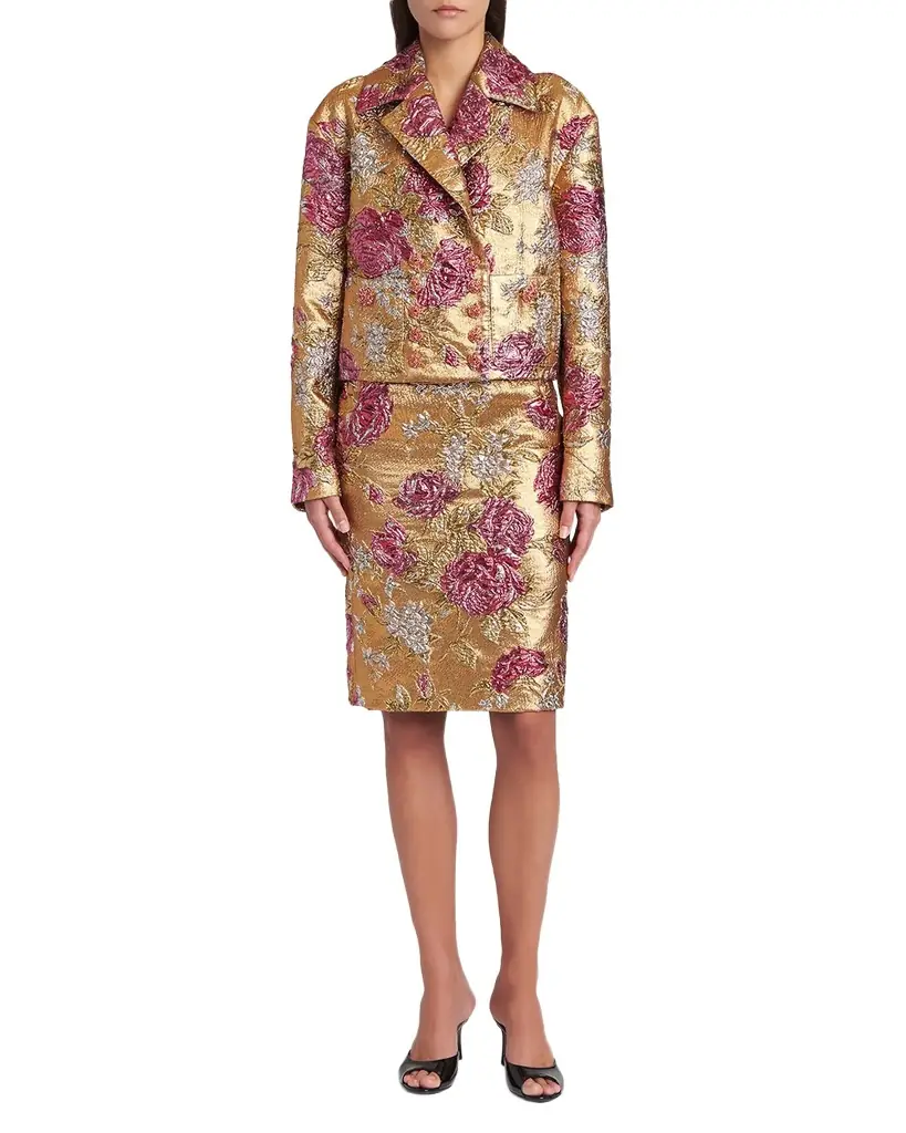 Dolce & Gabbana Metallic Floral Jacquard Double-Breasted Jacket