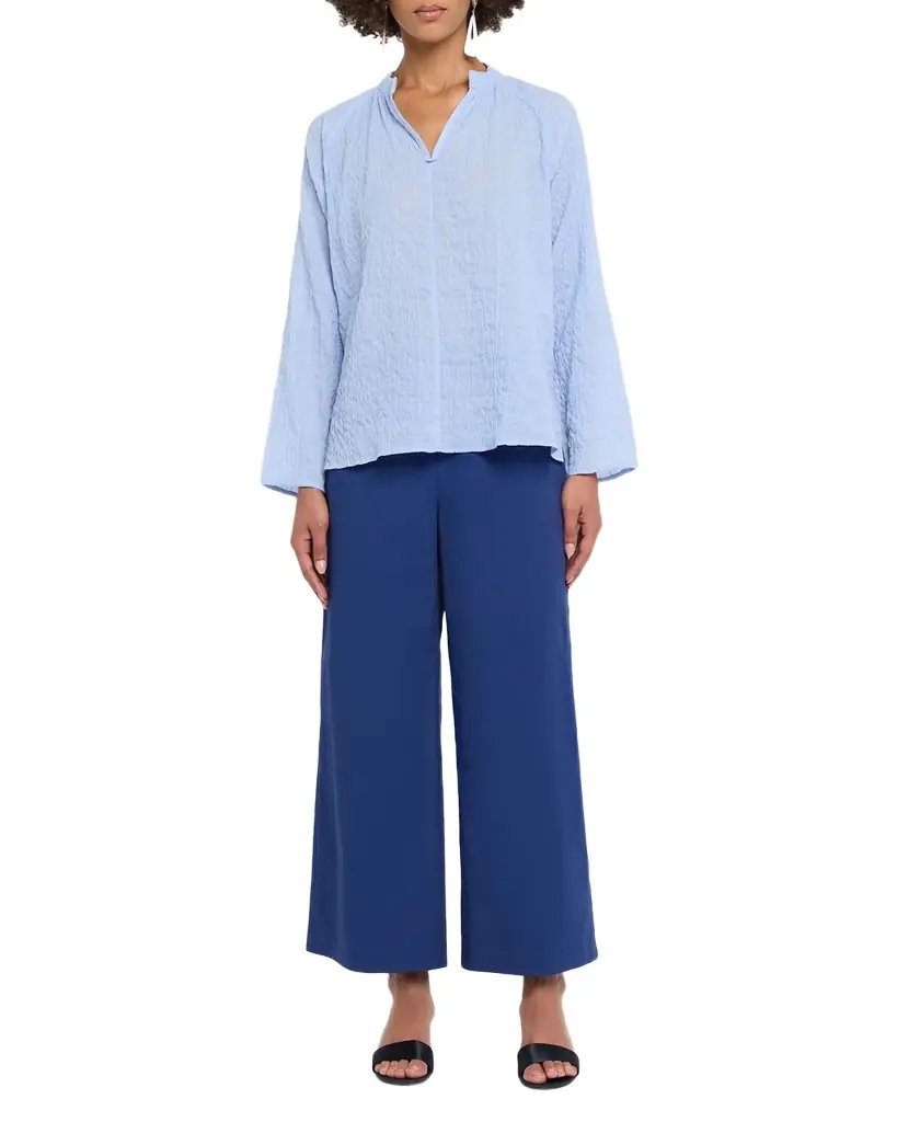 Eileen Fisher Wide-Leg Crinkled Ankle Pants