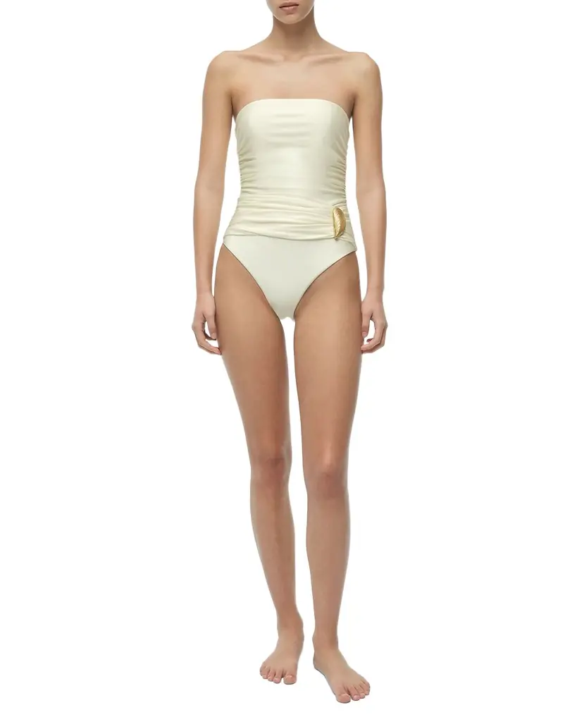 SIMKHAI Lorena Shell Strapless One-Piece Swimsuit