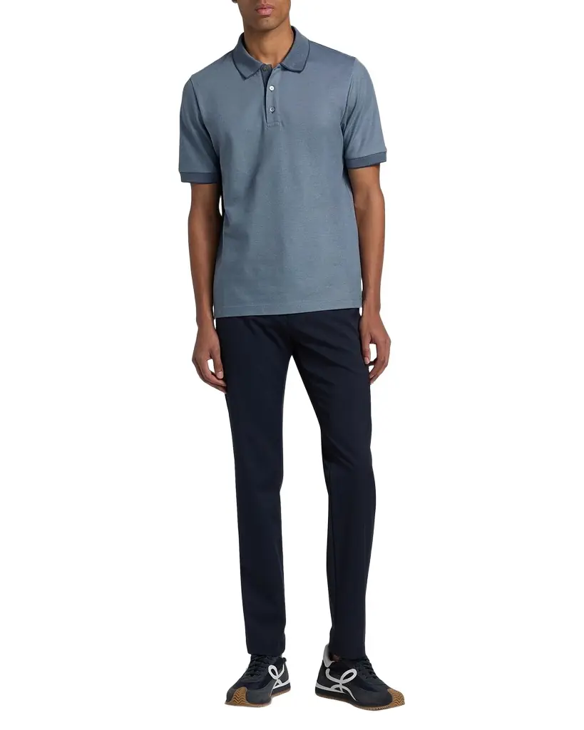 Canali Men 's Cotton Pique Tipped Polo Shirt