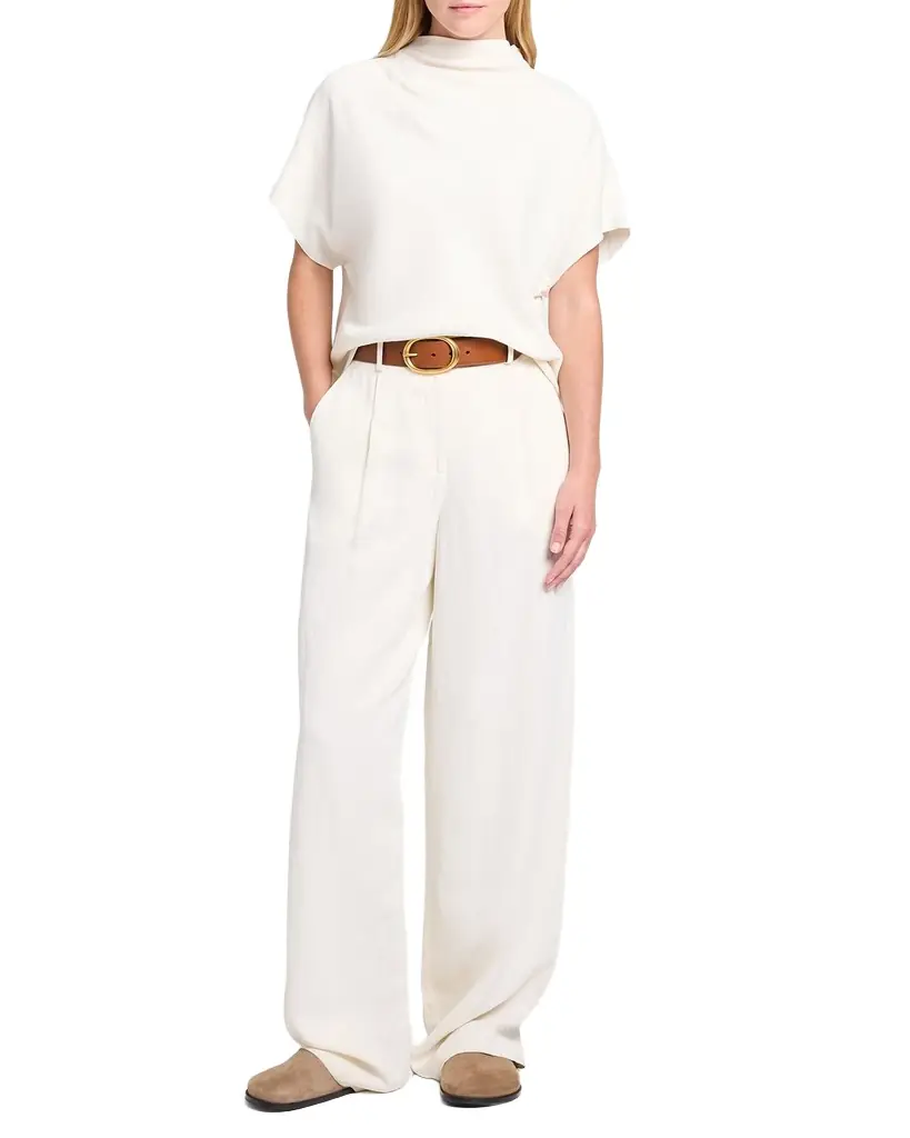 TWP Draped Mock-Neck Tee