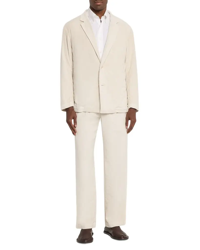 IM MEN Men 's Cotton Pigment Pleated Straight-Leg Trousers