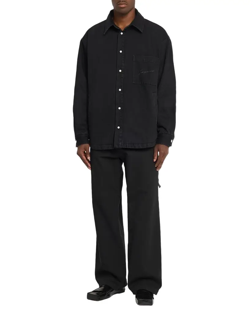 Jacquemus Men 's La Chemise Black Denim Button-Down Shirt