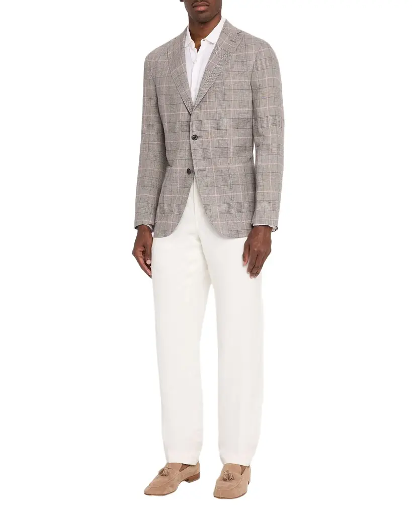 Boglioli Men 's Glen Plaid Linen Single-Breasted Jacket