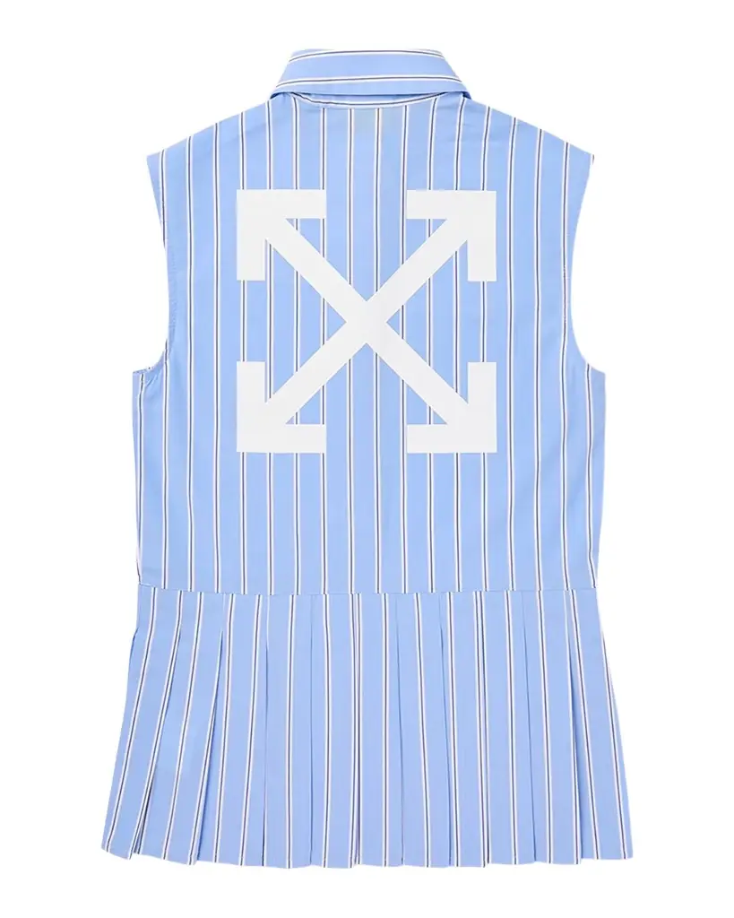 Off-White Girl 's OW Embroidered Pleated Sleeveless Shirtdress, Size 4-
